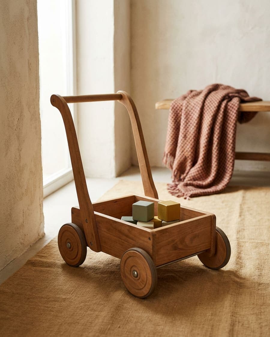 Carrito de madera para empujar